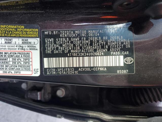 2004 TOYOTA CAMRY LE #3303692028