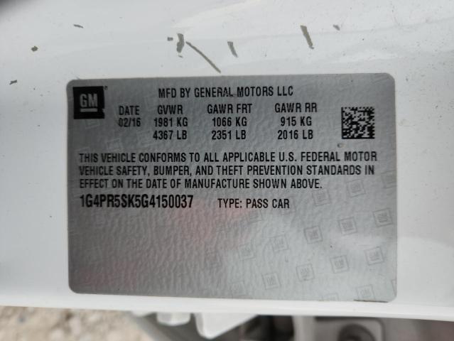 2016 BUICK VERANO CON 1G4PR5SK5G4150037