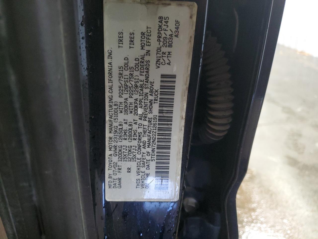 Lot #3296410652 2002 TOYOTA TACOMA DOU