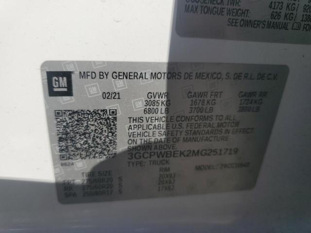 2021 CHEVROLET SILVERADO - 3GCPWBEK2MG251719