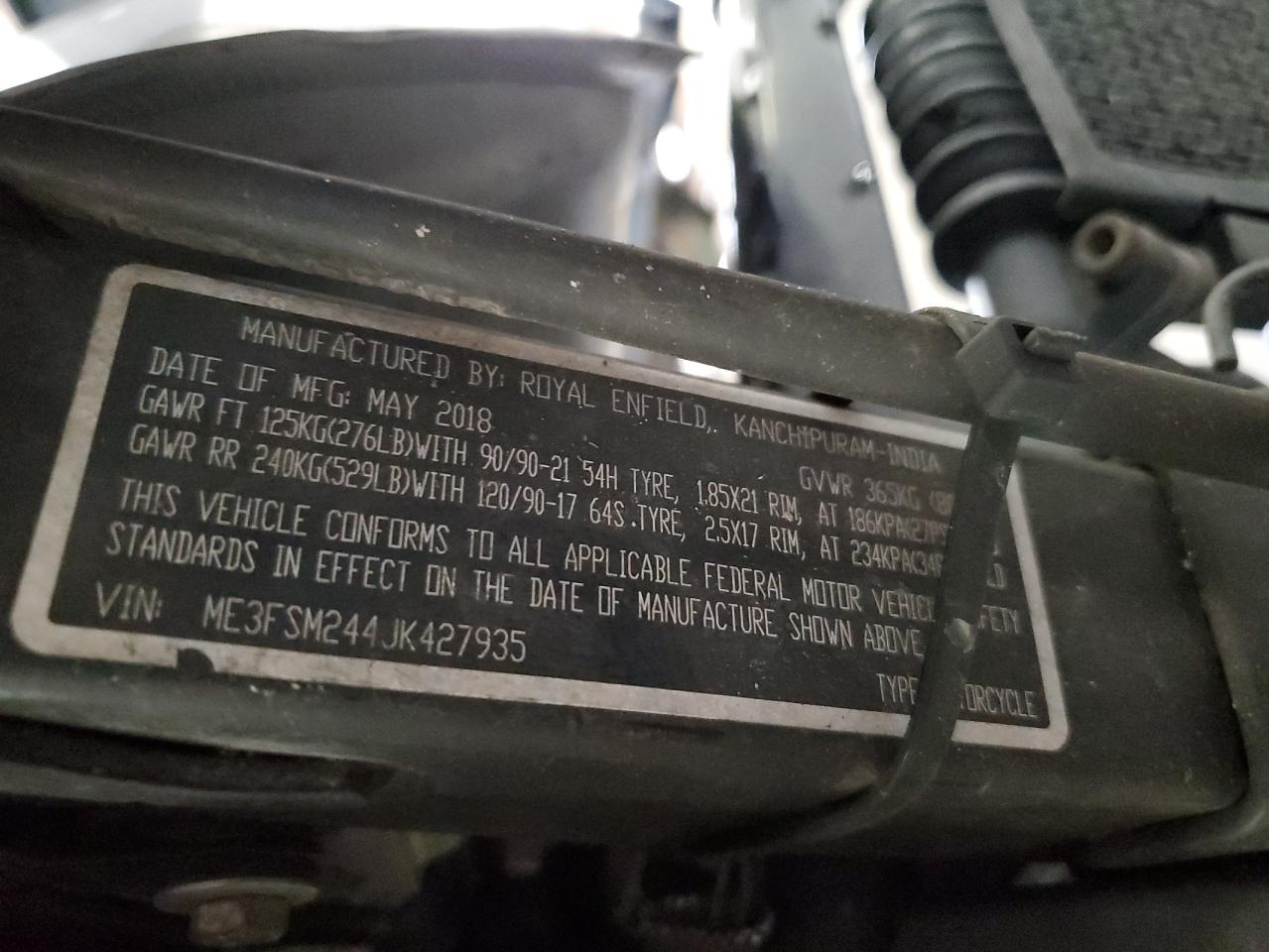 Lot #3291476926 2018 ROYAL ENFIELD MOTORS HIMALAYAN