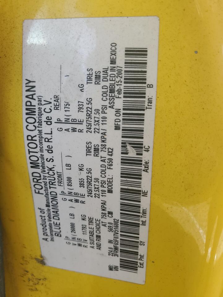 Lot #3294122950 2007 FORD F650 SUPER