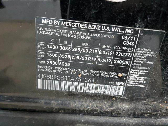 2011 MERCEDES-BENZ ML 350 4MA #3292393269