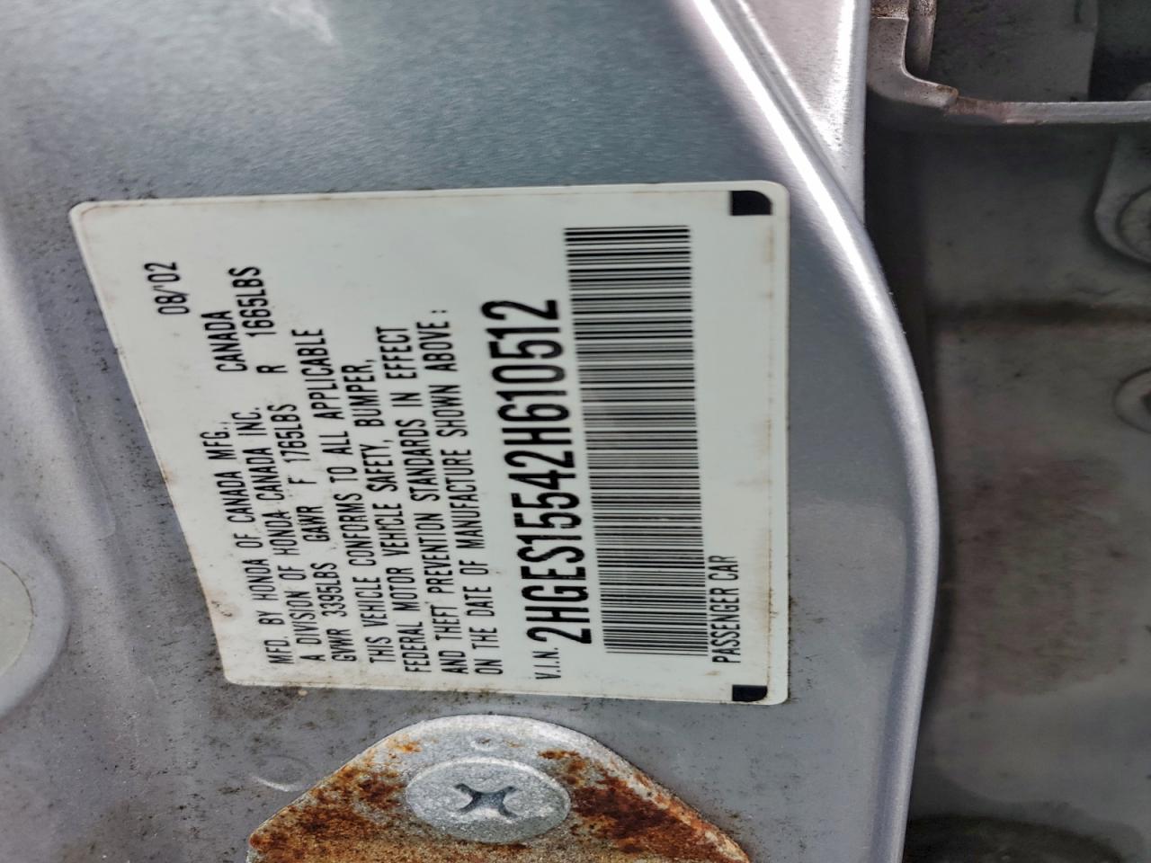 Lot #3298046146 2002 HONDA CIVIC LX