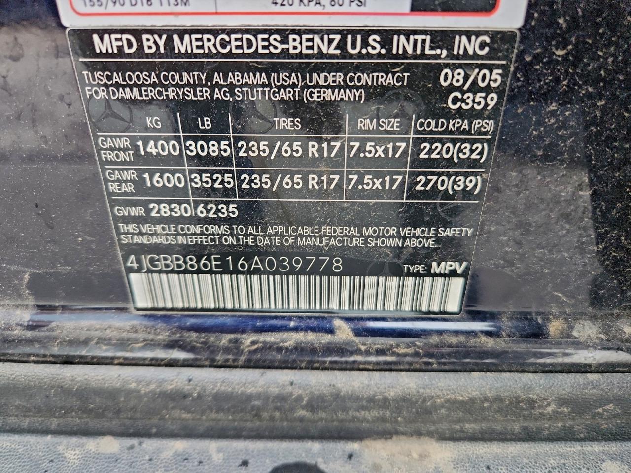 Lot #3296998818 2006 MERCEDES-BENZ ML 350