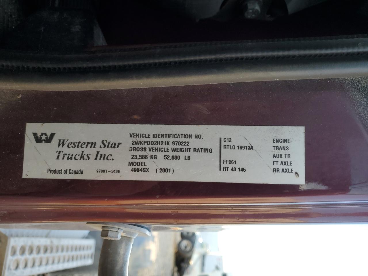 Lot #3311890246 2001 WESTENSTAR UNKNOWN