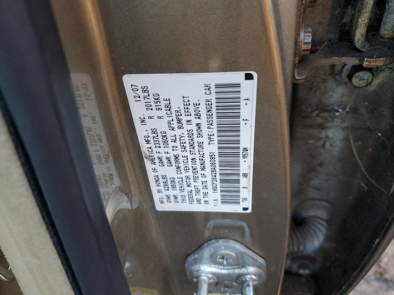 Lot #3301672634 2008 HONDA ACCORD LXP