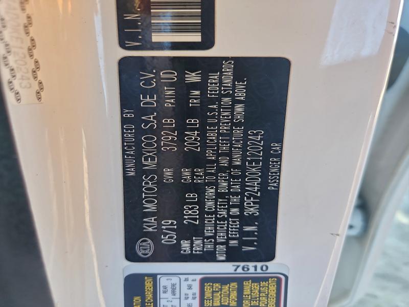 2019 KIA FORTE FE #3302790894