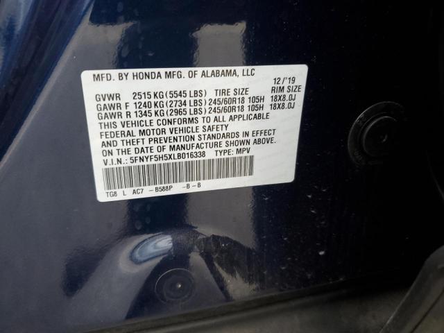 2020 HONDA PILOT EXL #3304099502