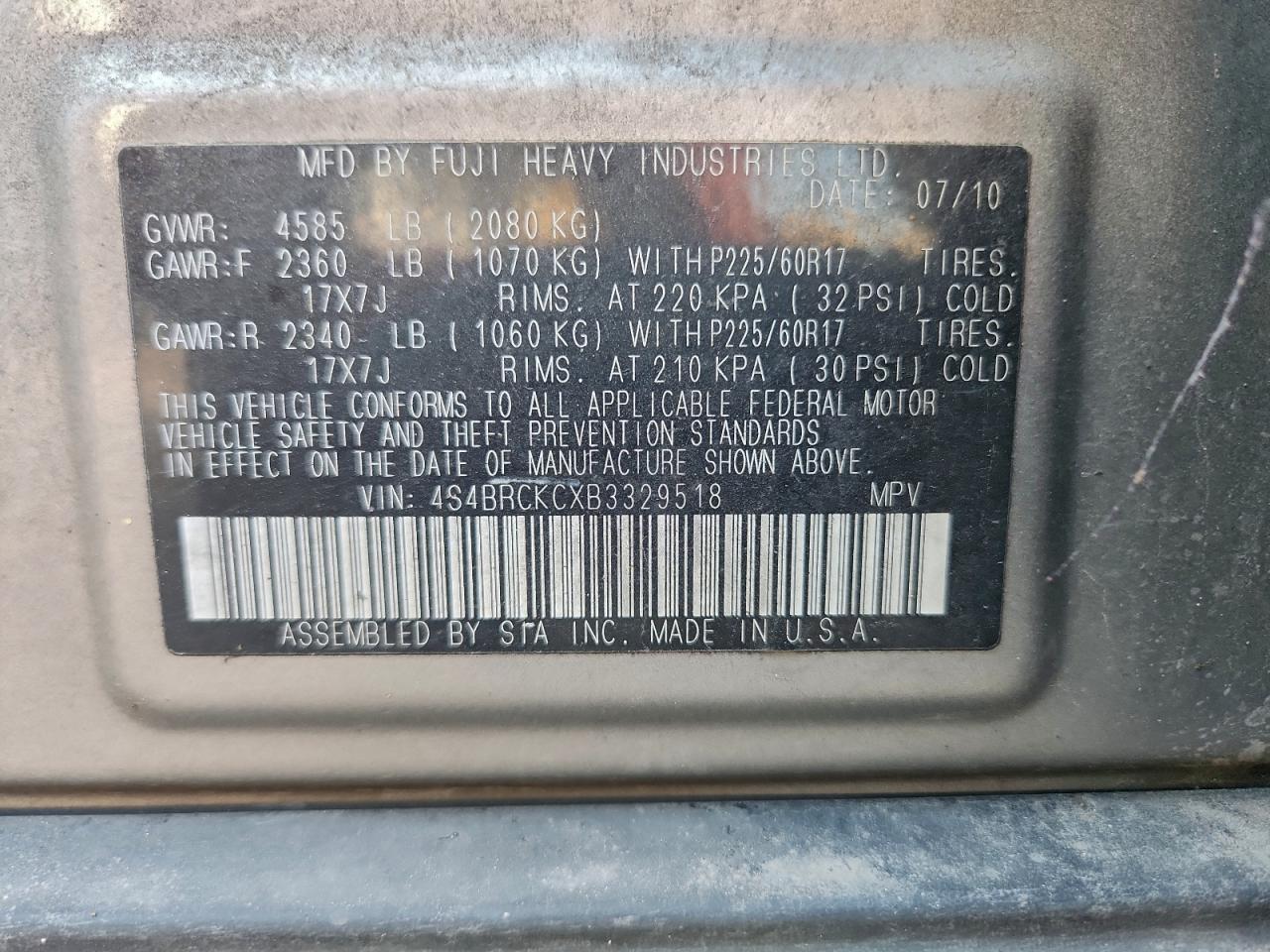 SUBARU OUTBACK 2.5I LIMITED