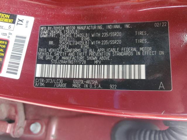 2022 TOYOTA HIGHLANDER #3302820889