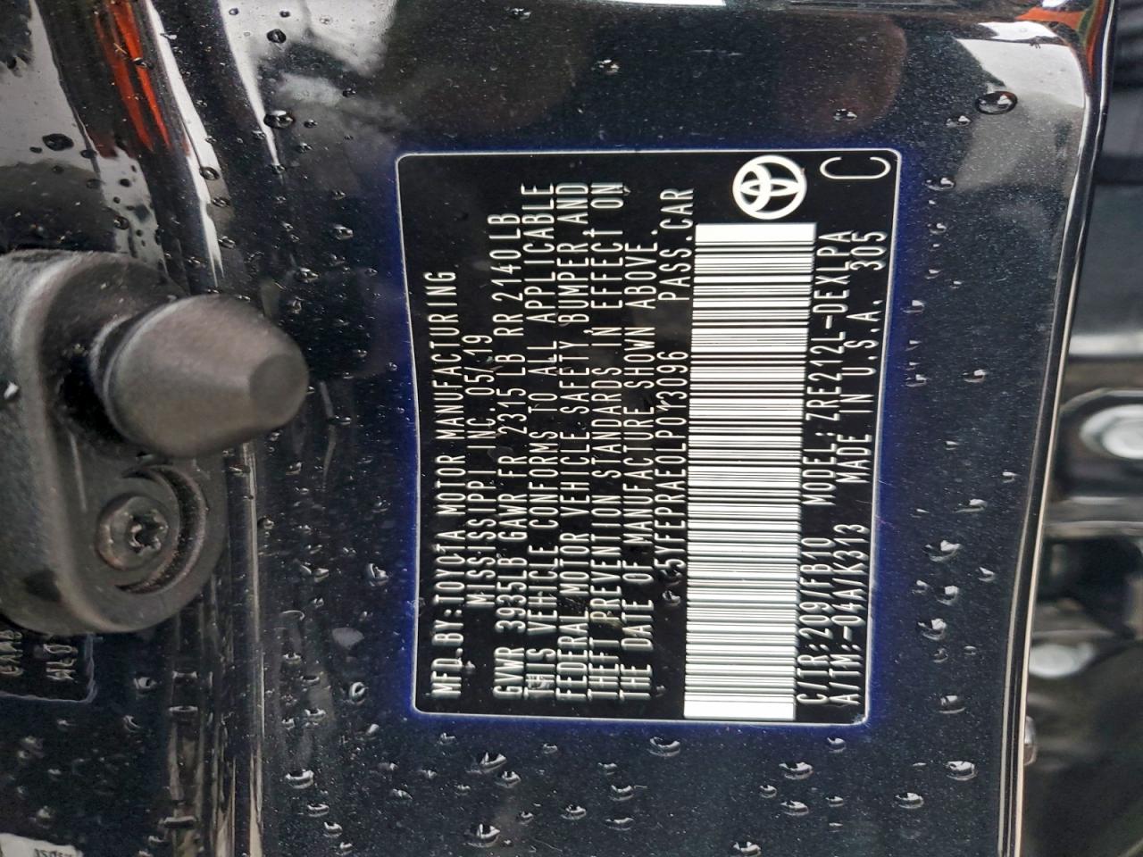 Lot #3316163223 2020 TOYOTA COROLLA LE