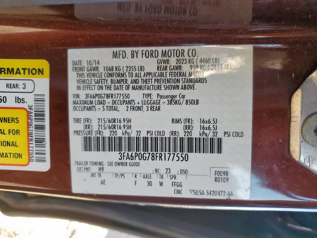 2015 FORD FUSION S #3292734624