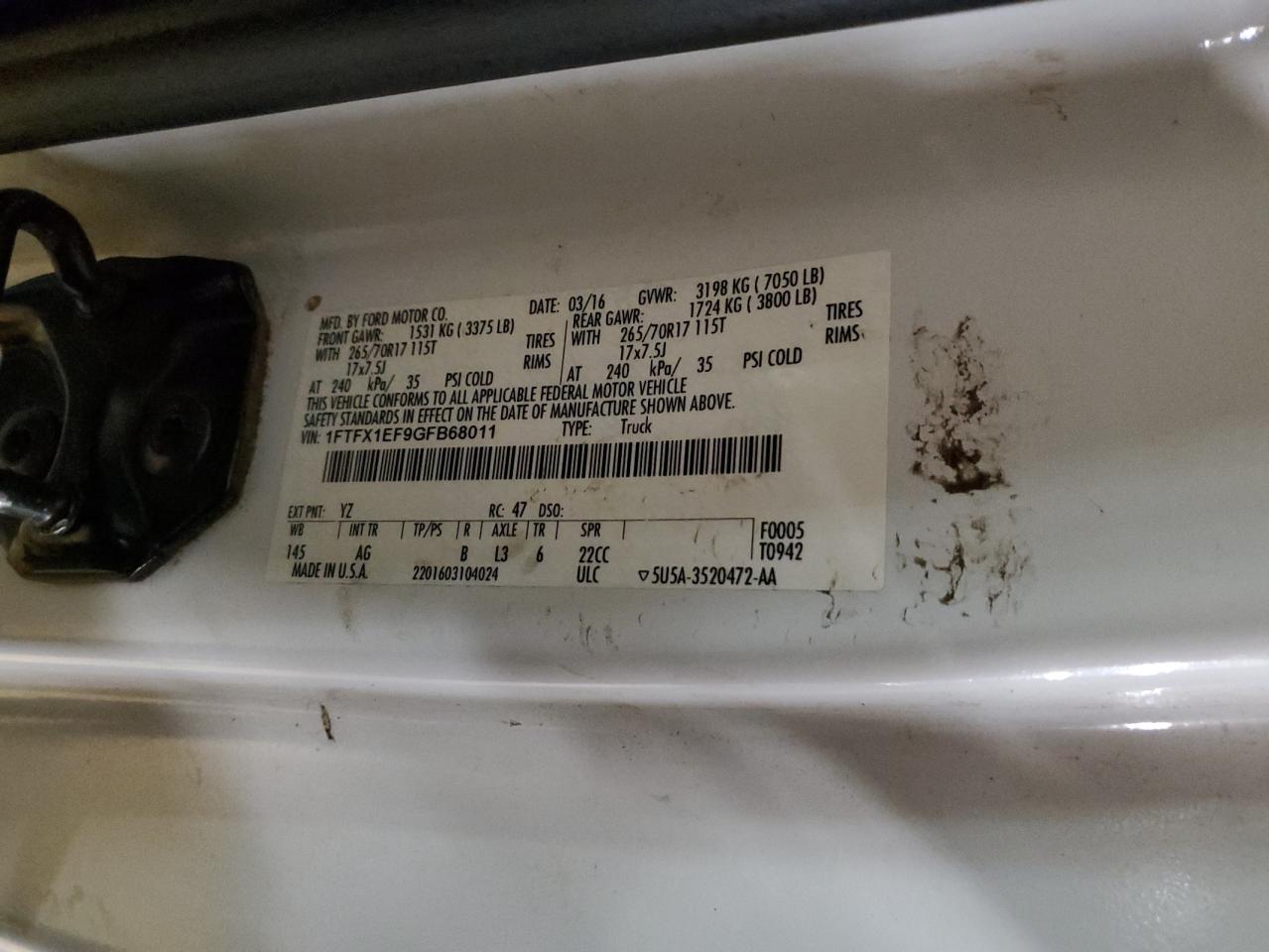 Lot #3311592758 2016 FORD F150 SUPER