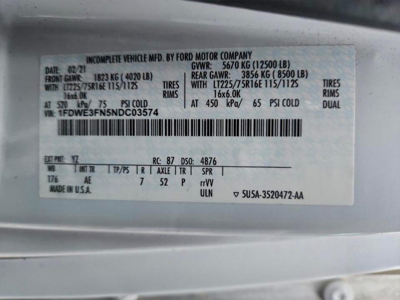 FORD ECONOLINE E350 SUPER DUTY CUTAWAY VAN