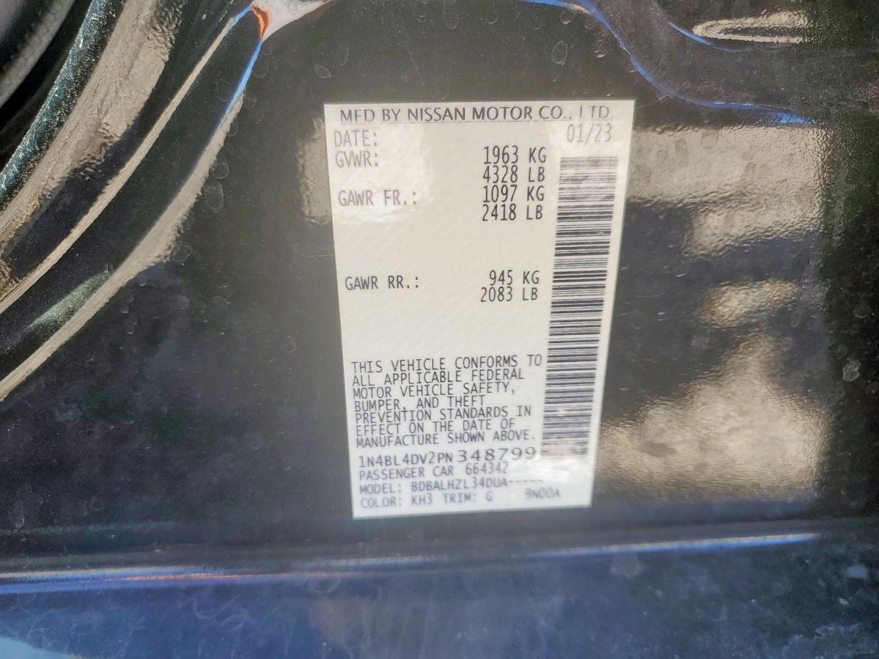 Lot #3311678243 2023 NISSAN ALTIMA SV