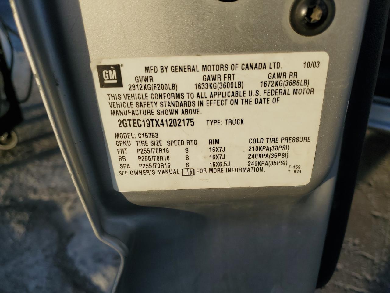 Lot #3284845559 2004 GMC NEW SIERRA