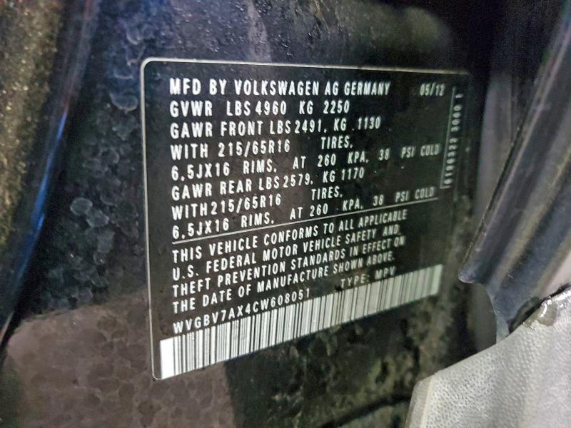 2012 VOLKSWAGEN TIGUAN S #3303764432