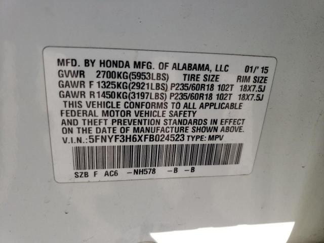 2015 HONDA PILOT EXL #3304548443