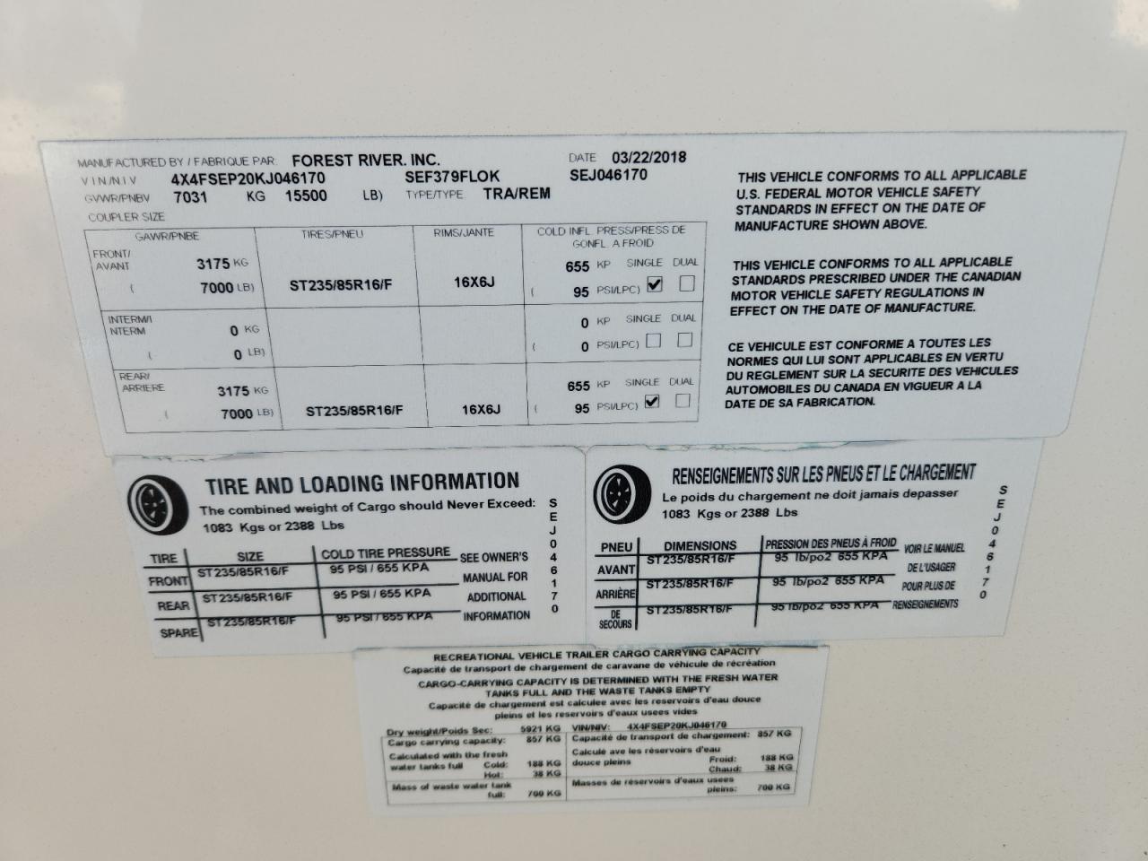 Lot #3292906583 2019 FRRV TRVLTRLR