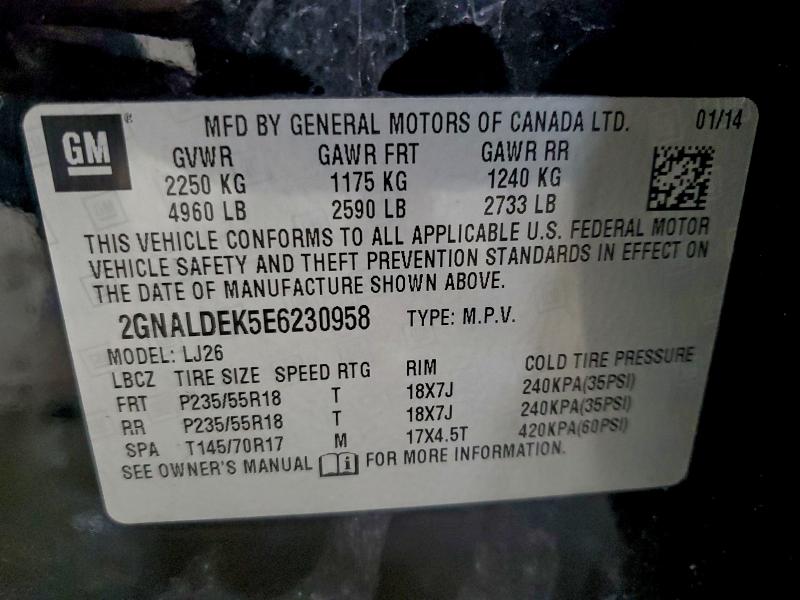 2014 CHEVROLET EQUINOX LT #3303978713