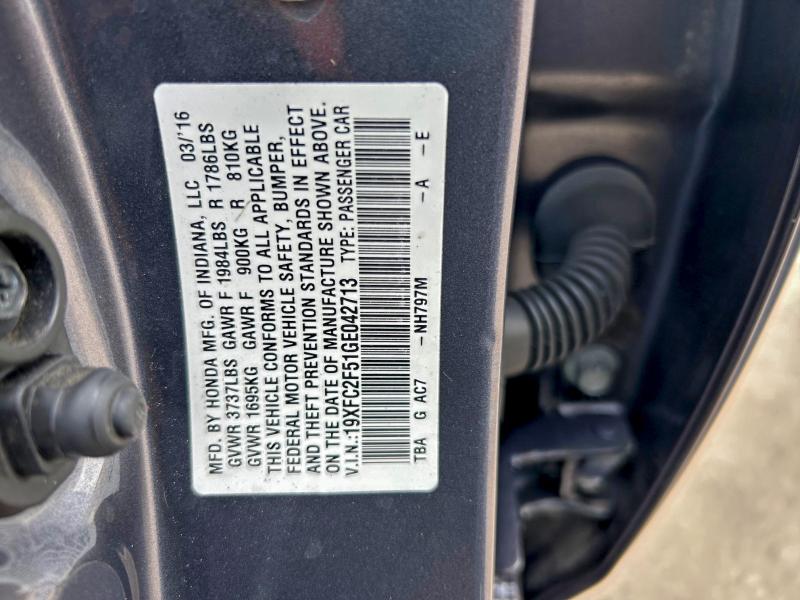 2016 HONDA CIVIC LX #3296216441