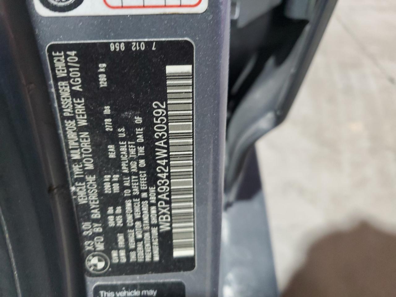 Lot #3285796681 2004 BMW X3 3.0I