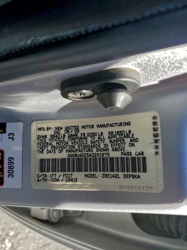 2010 TOYOTA COROLLA BA #3304142485