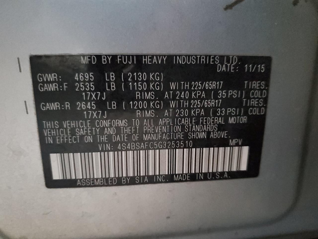 SUBARU OUTBACK 2.5I PREMIUM