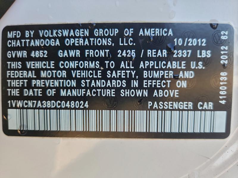 2013 VOLKSWAGEN PASSAT SEL #3296216446