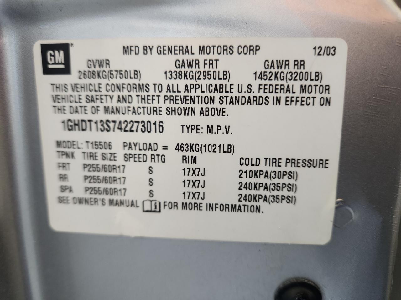 Lot #3290271244 2004 OLDSMOBILE BRAVADA