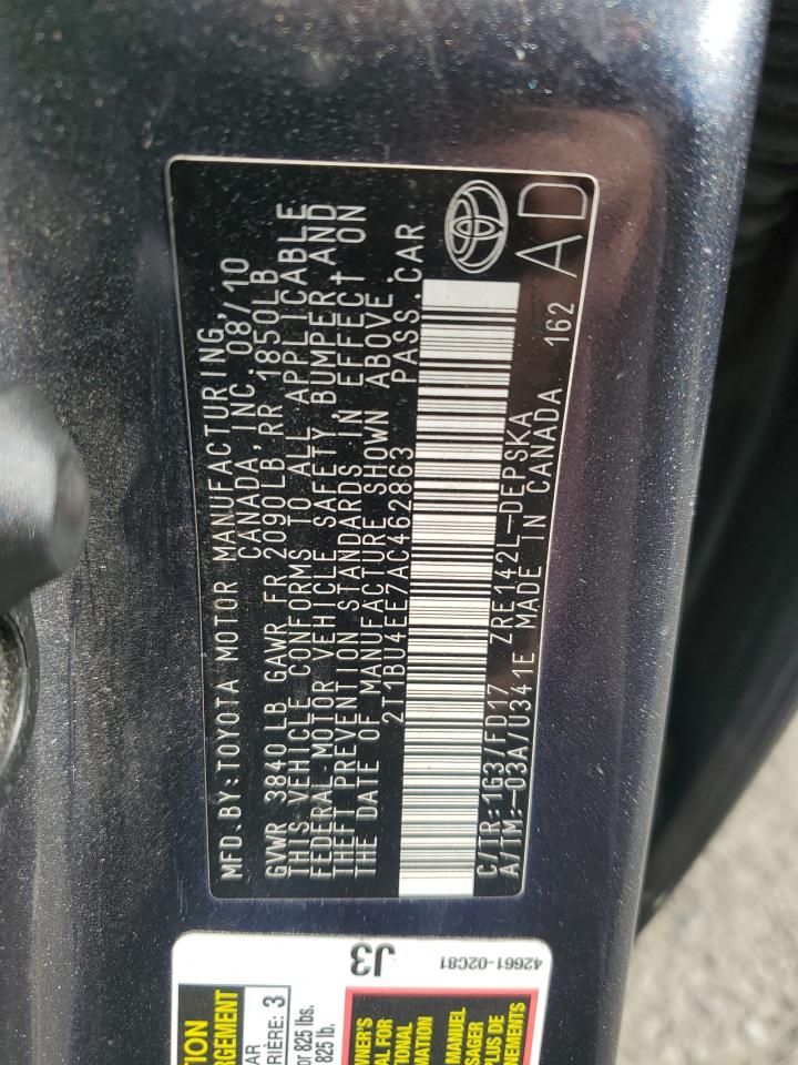 Lot #3291171972 2010 TOYOTA COROLLA BA