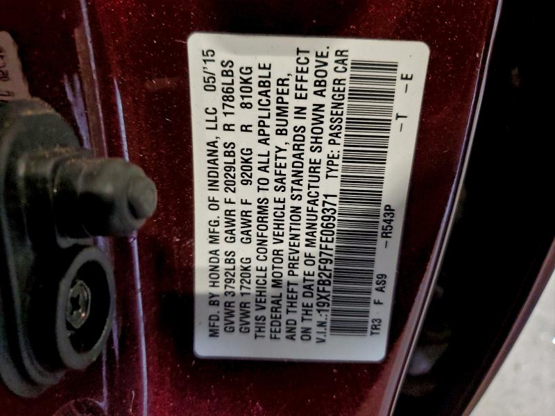 2015 HONDA CIVIC EXL #3302909051