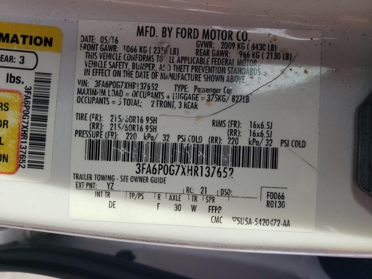 Lot #3301791369 2017 FORD FUSION S