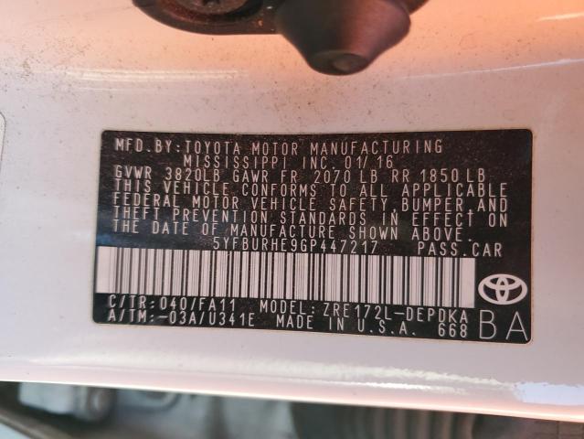 2016 TOYOTA COROLLA #3296356151