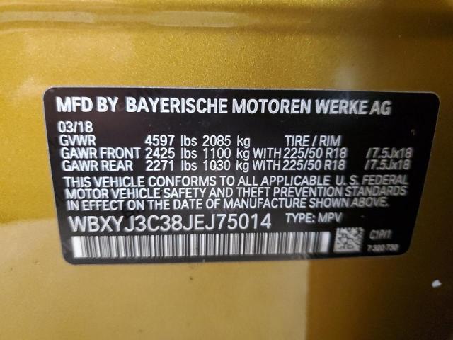 2018 BMW X2 SDRIVE2 WBXYJ3C38JEJ75014