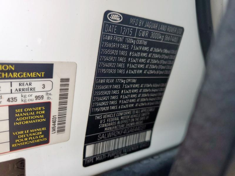 2016 LAND ROVER RANGE ROVER HSE DIESEL - SALWR2KF4GA644031