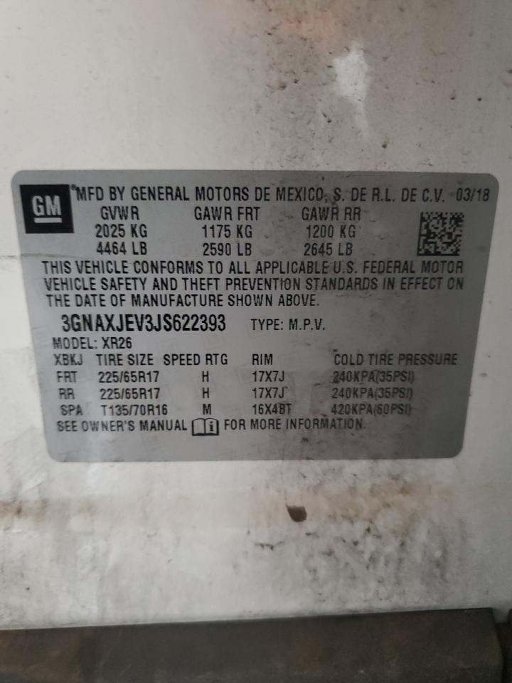 Lot #3302963616 2018 CHEVROLET EQUINOX LT