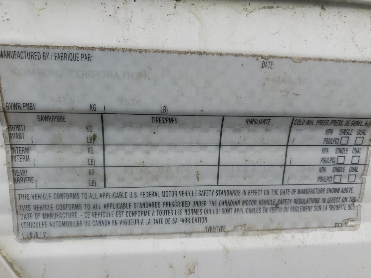 Lot #3282678288 2005 KOMFORT FIFTH WHEE