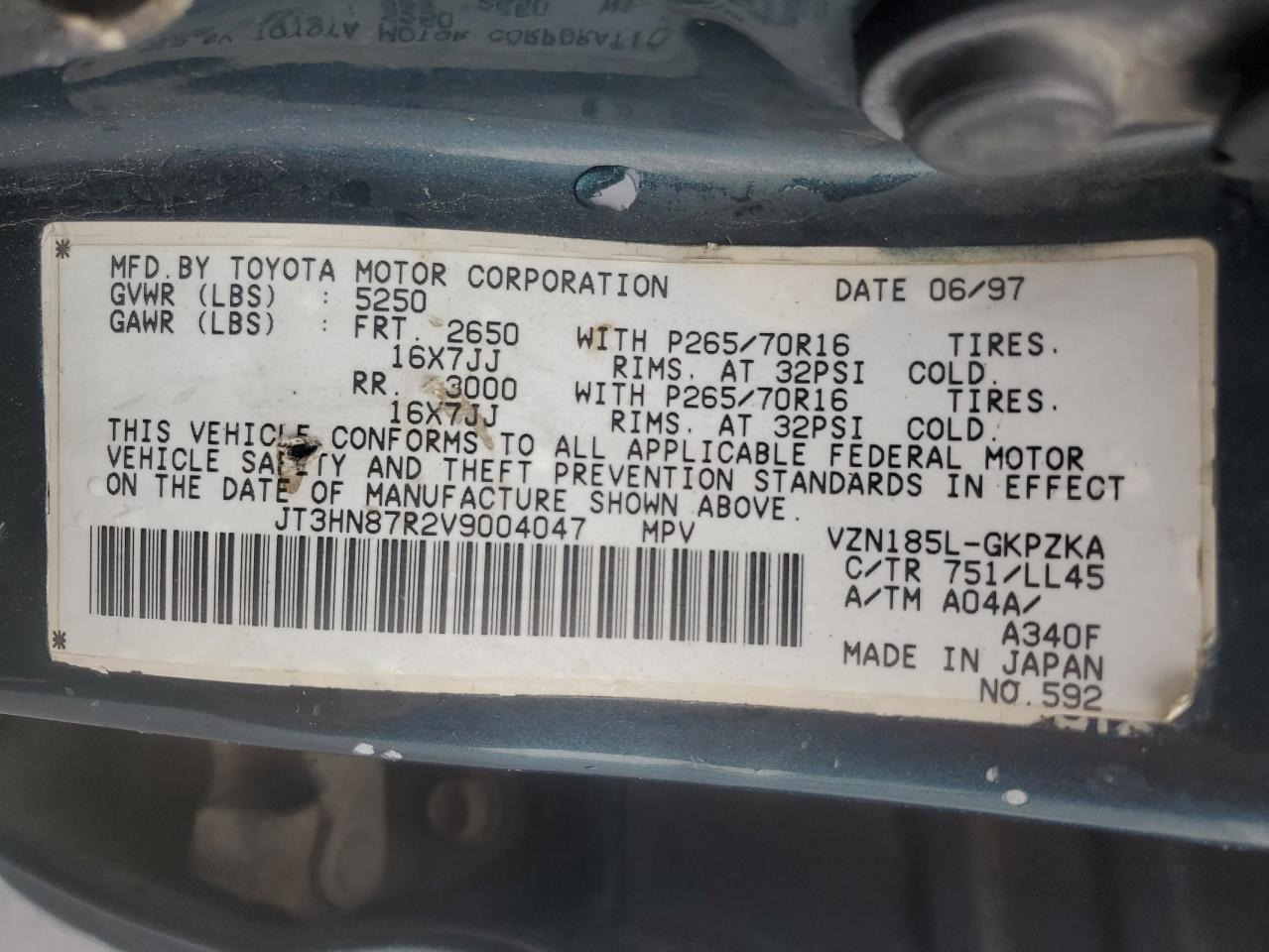 Lot #3310302084 1997 TOYOTA 4RUNNER LI