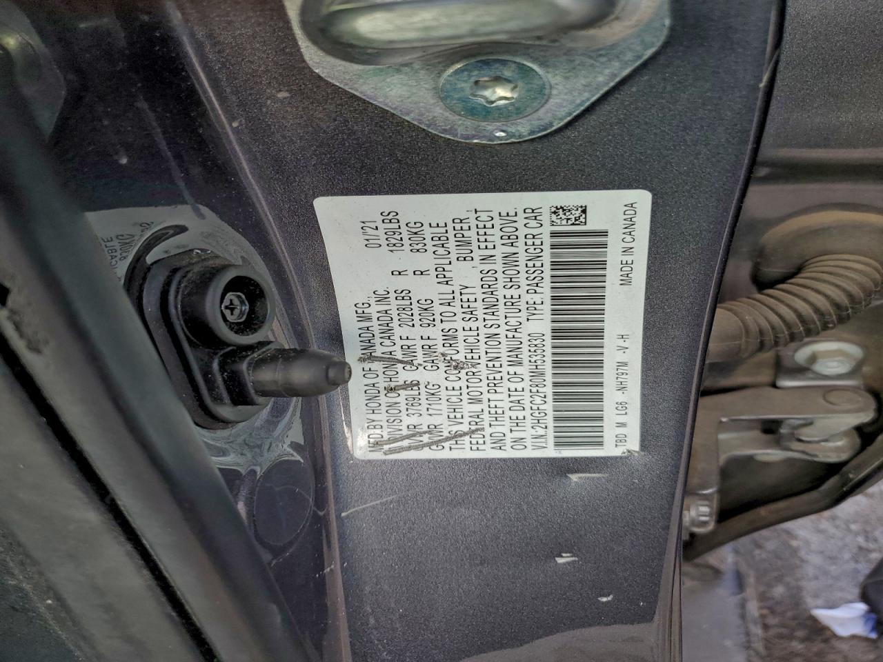 Lot #3305388309 2021 HONDA CIVIC SPOR