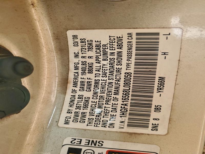 2008 HONDA CIVIC LX #3305320317