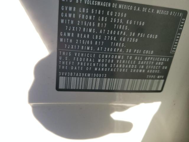 2019 VOLKSWAGEN TIGUAN SE 3VV3B7AX9KM190913