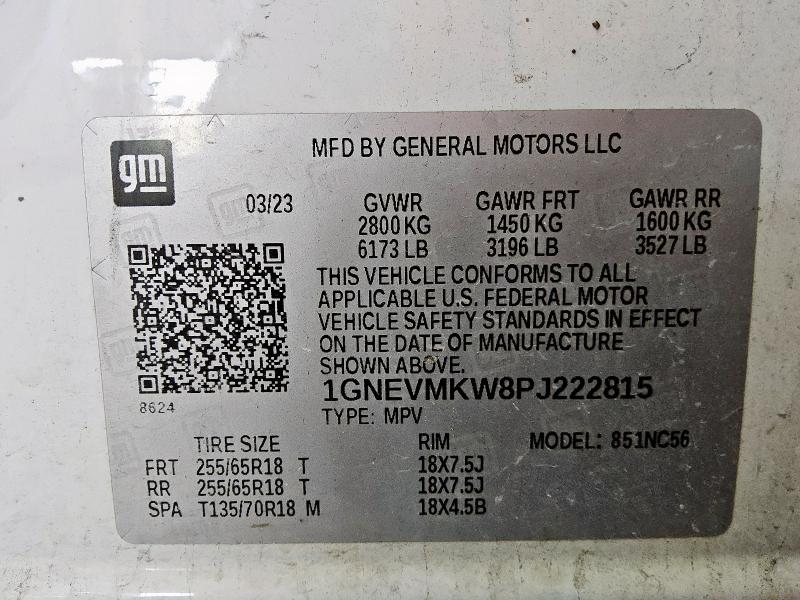 2023 CHEVROLET TRAVERSE L - 1GNEVMKW8PJ222815