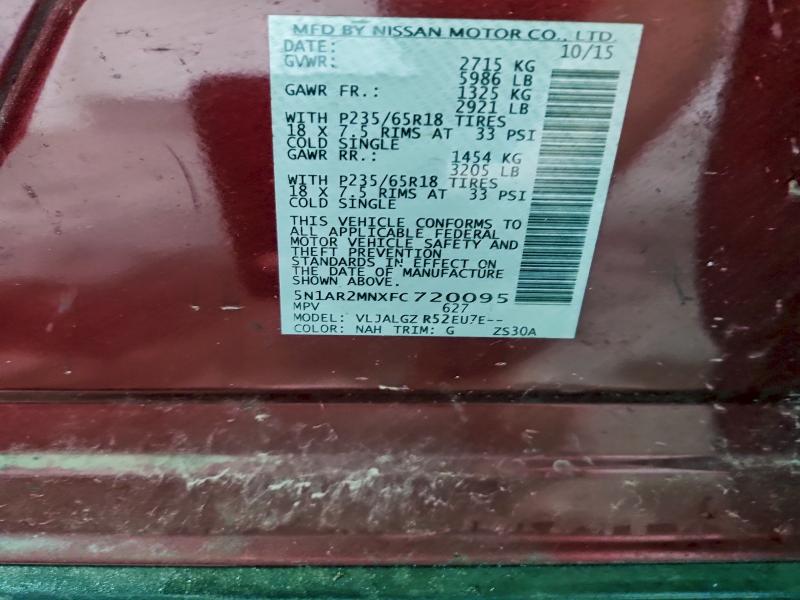 2015 NISSAN PATHFINDER #3296885821