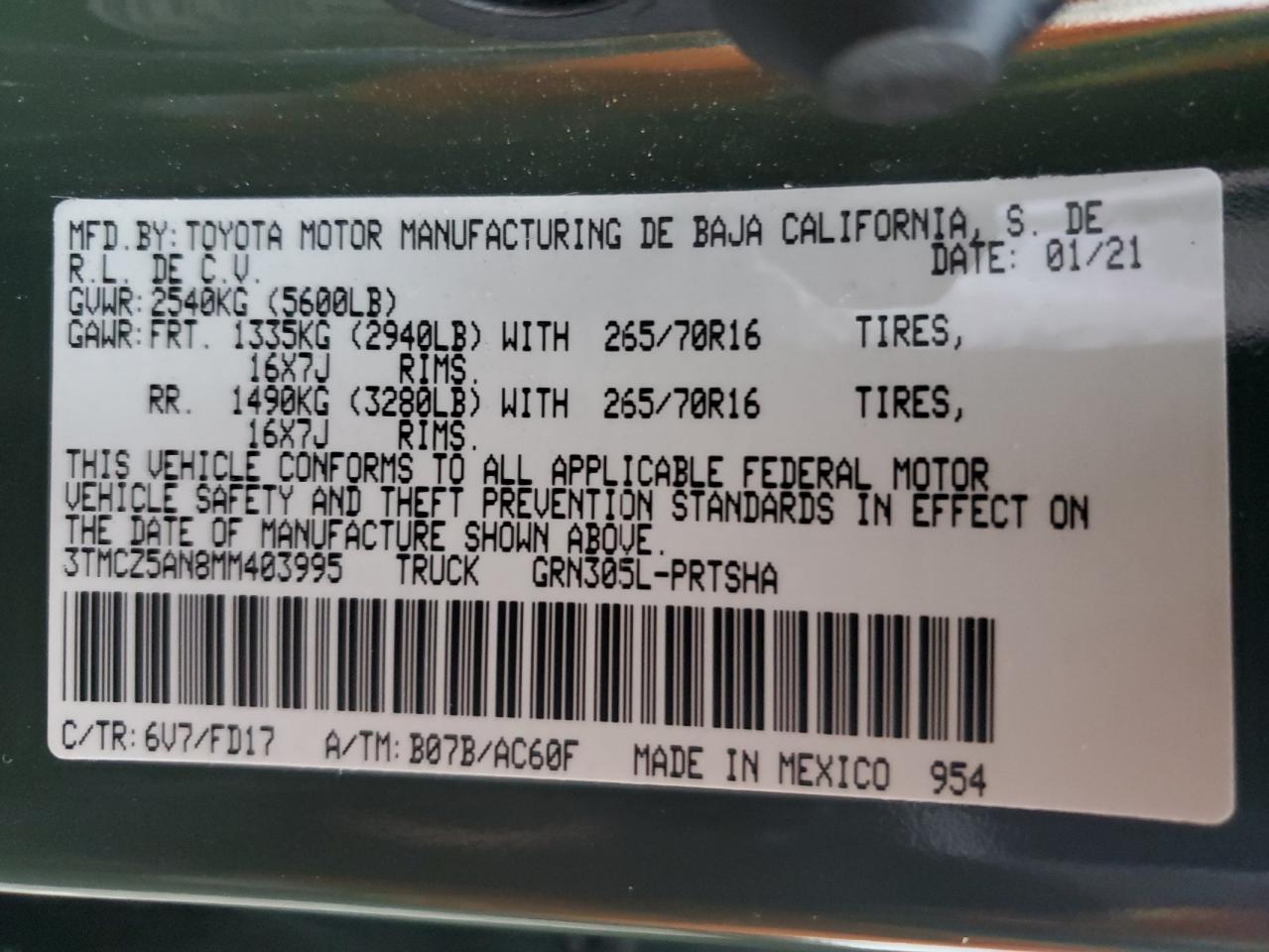 TOYOTA TACOMA DOUBLE CAB