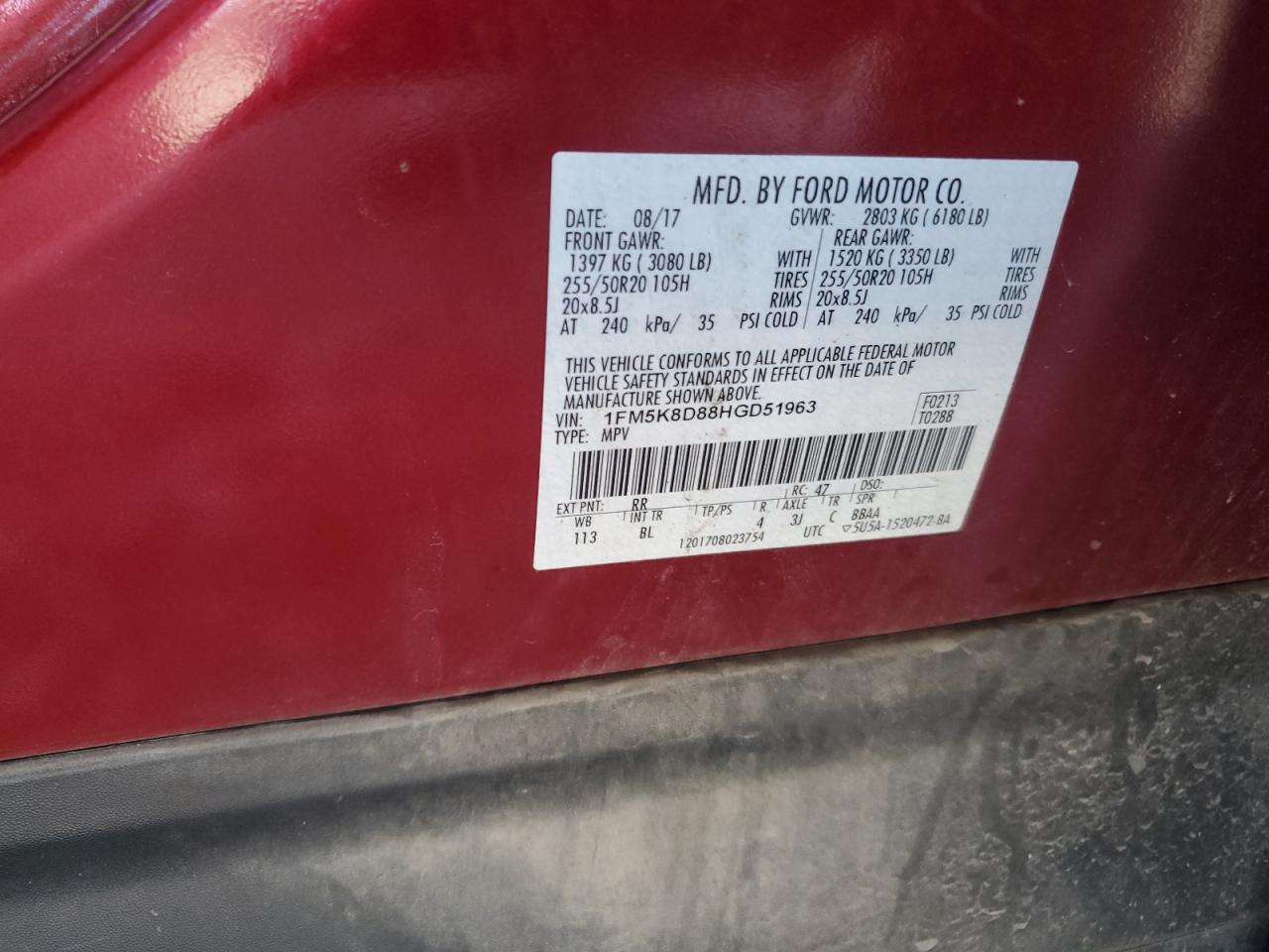 Lot #3316718428 2017 FORD EXPLORER X