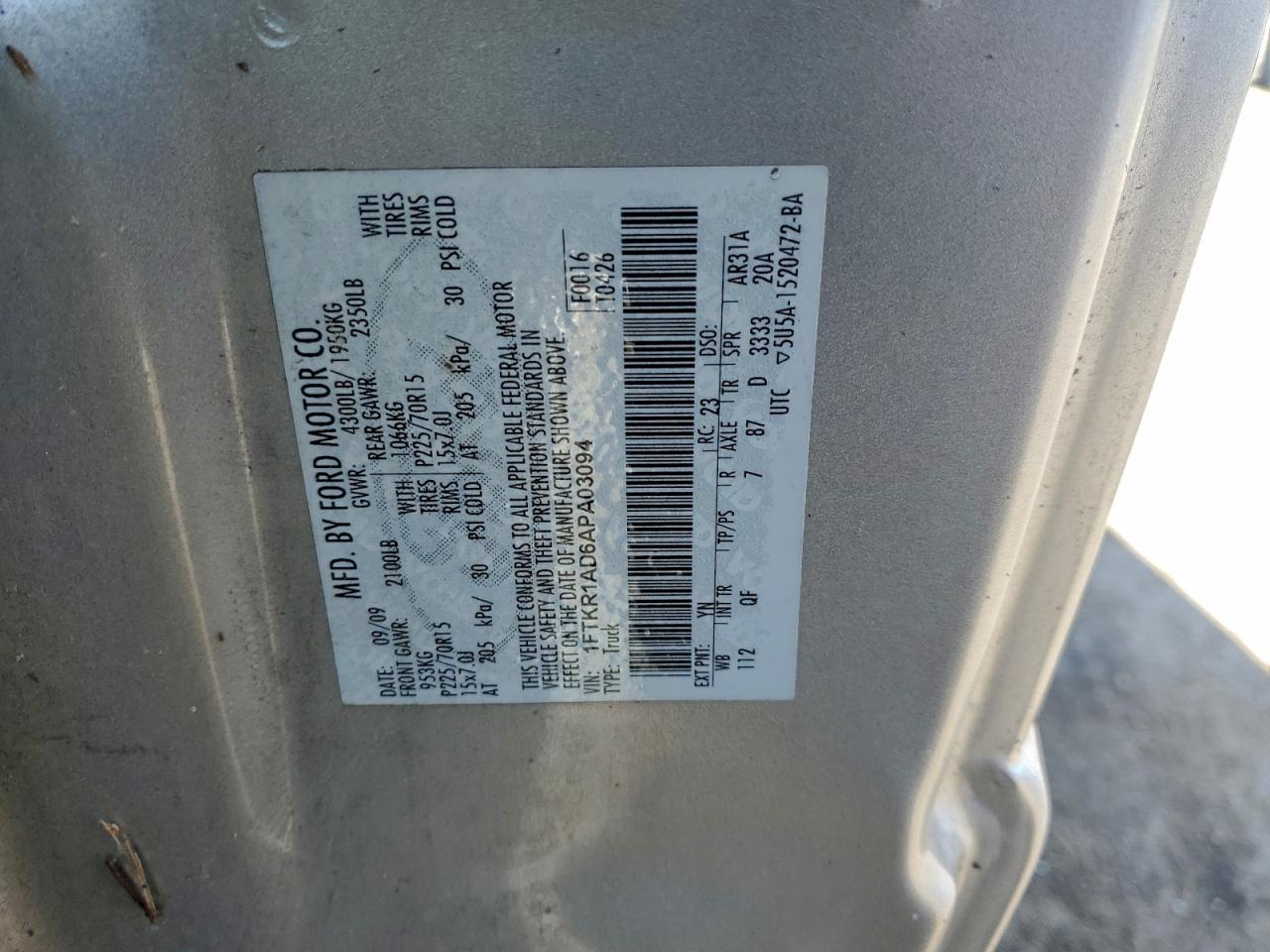 Lot #3311633236 2010 FORD RANGER