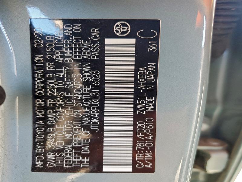 2020 TOYOTA PRIUS L #3304131495