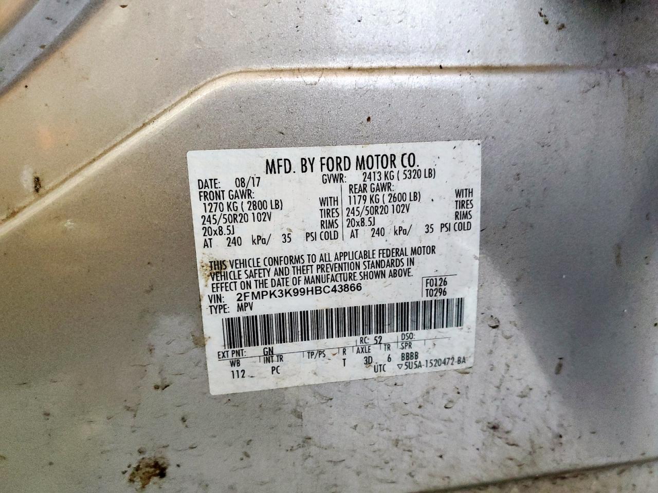 Lot #3316708401 2017 FORD EDGE TITAN